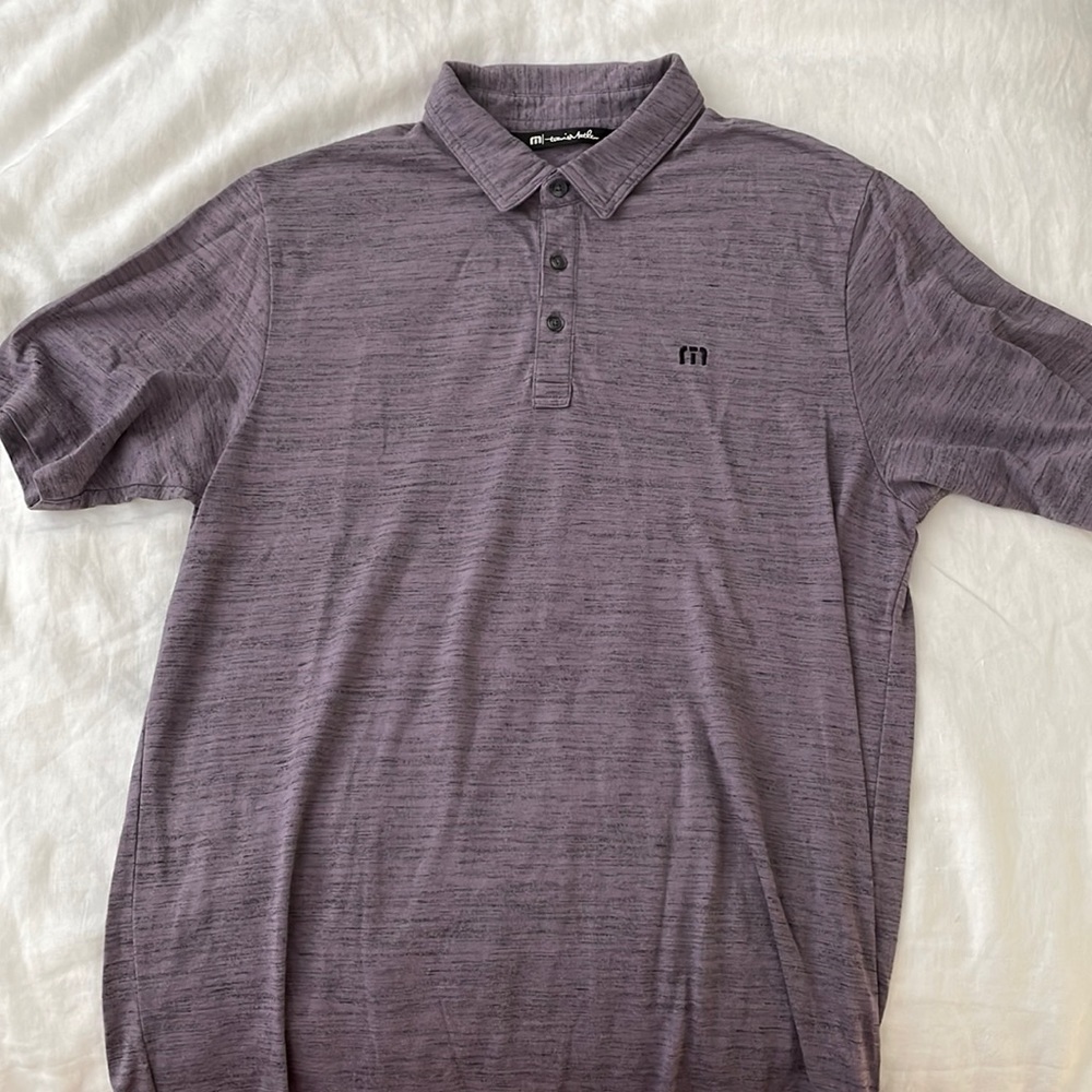 Travis Mathew mens’s Heater Polo purple/sage